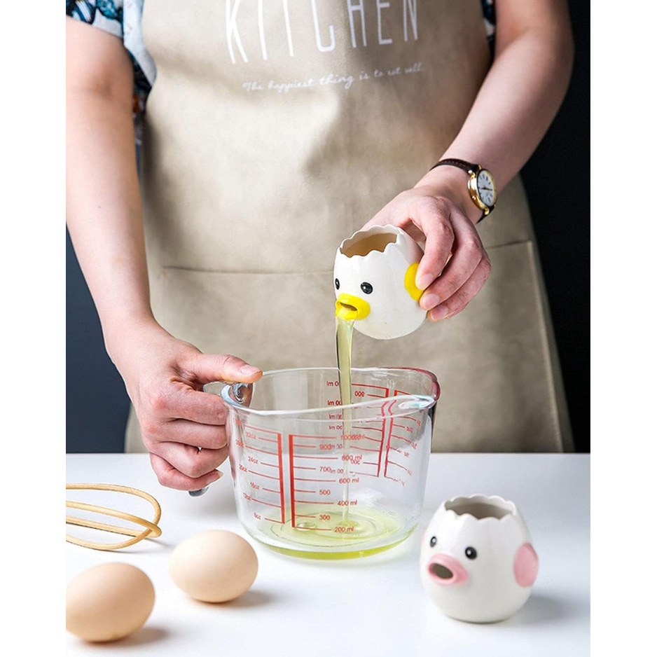 LuoCoCo Novelty Ceramic Chicken Egg Yolk Separator Cute Vomiting Egg White Filter & Baking Tool Yellow — image 3