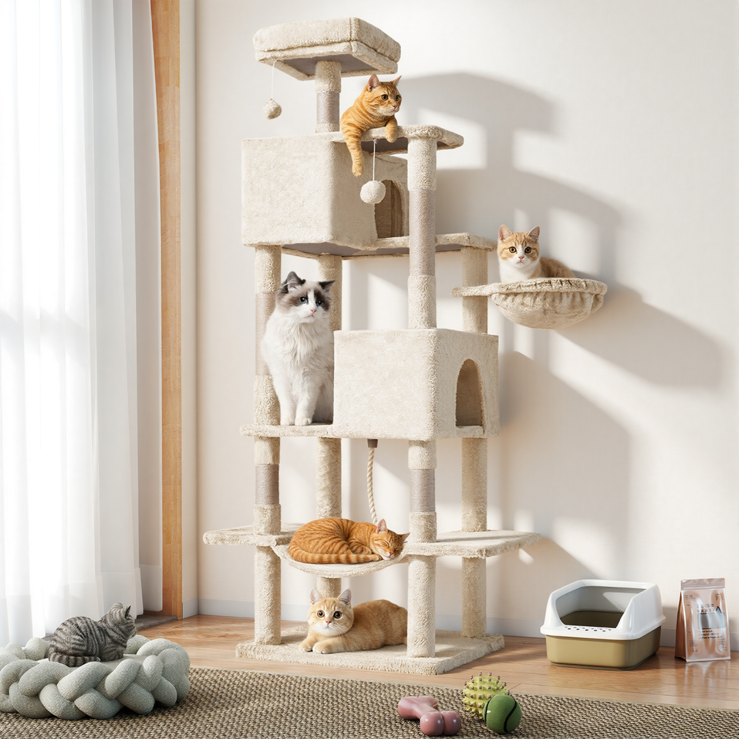 Torre para Gatos de Gran Tamaño, Plataforma Multigato con Hammock y Casa para Gatos Individuales — imagen 8