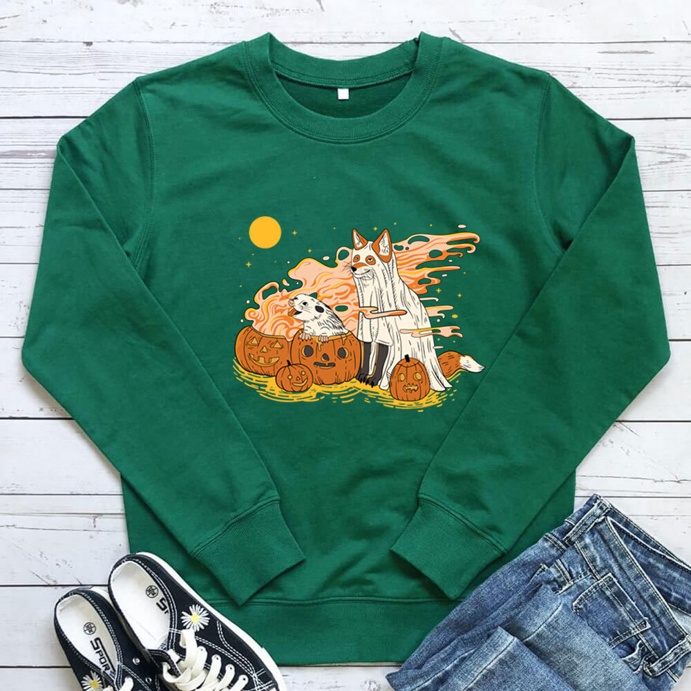 Dog Pumpkin Printed Halloween Hoodie — imagen 4