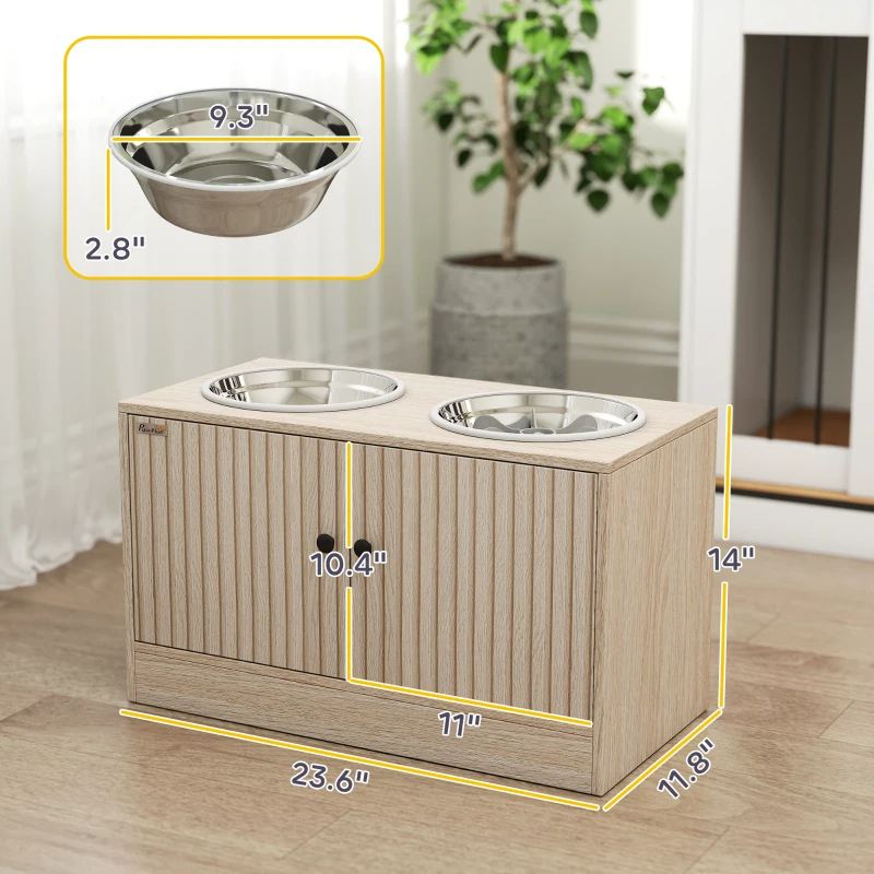 Elevated Dog Bowl, Large Feeding Dog Bowl Stand With 2 Stainless Steel Bowls, Storage Drawer, And Slow Feeder Mat — image 2