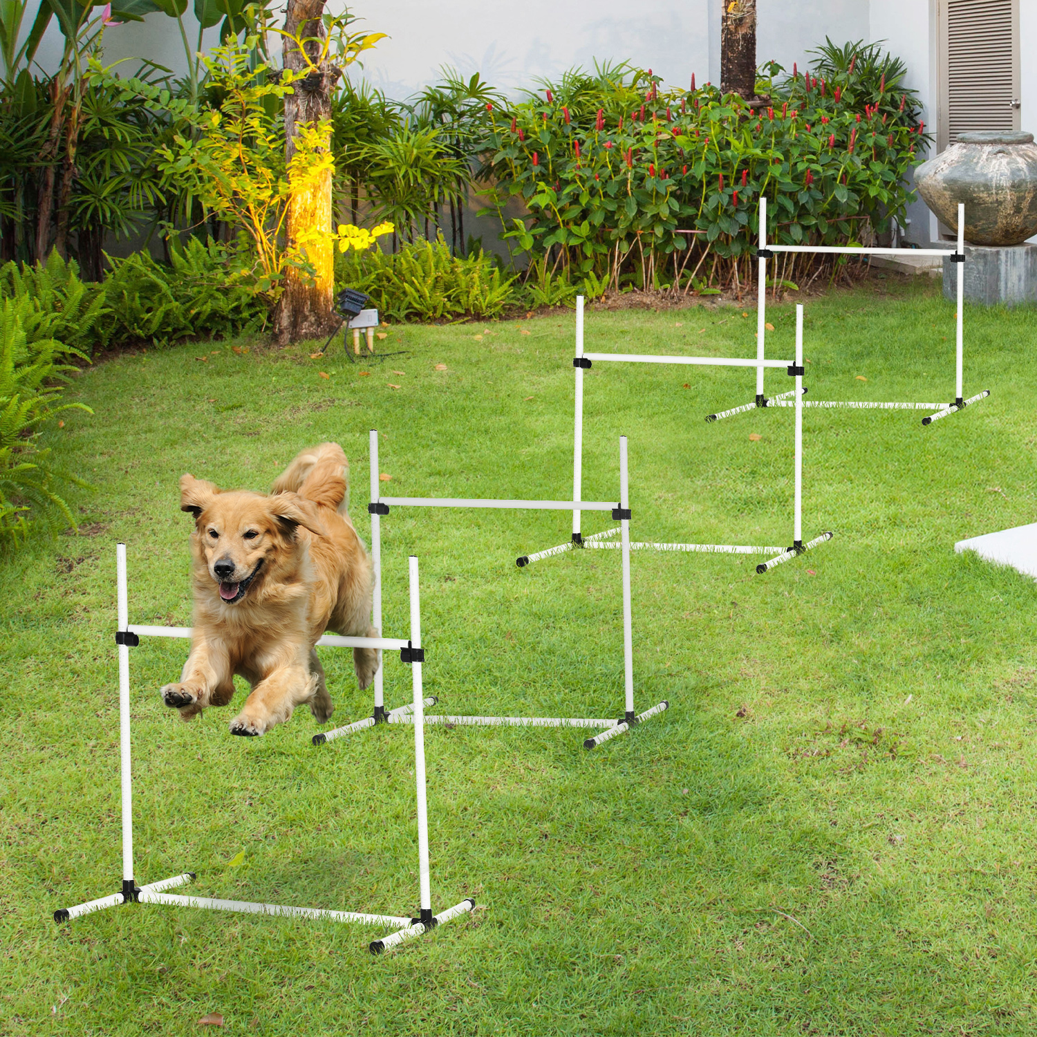 4-piece Dog Agility Training Equipment With Height-adjustable Jumping Poles — image 1