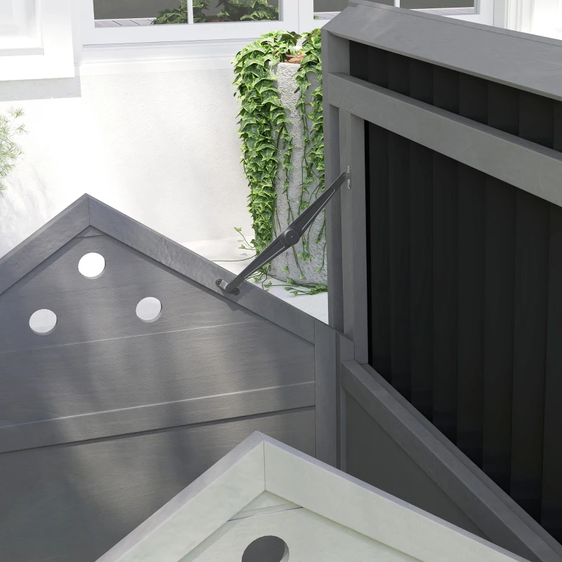 Duck Coop, Wooden Duck House With Openable Roof & Double Doors, Light Gray — image 9