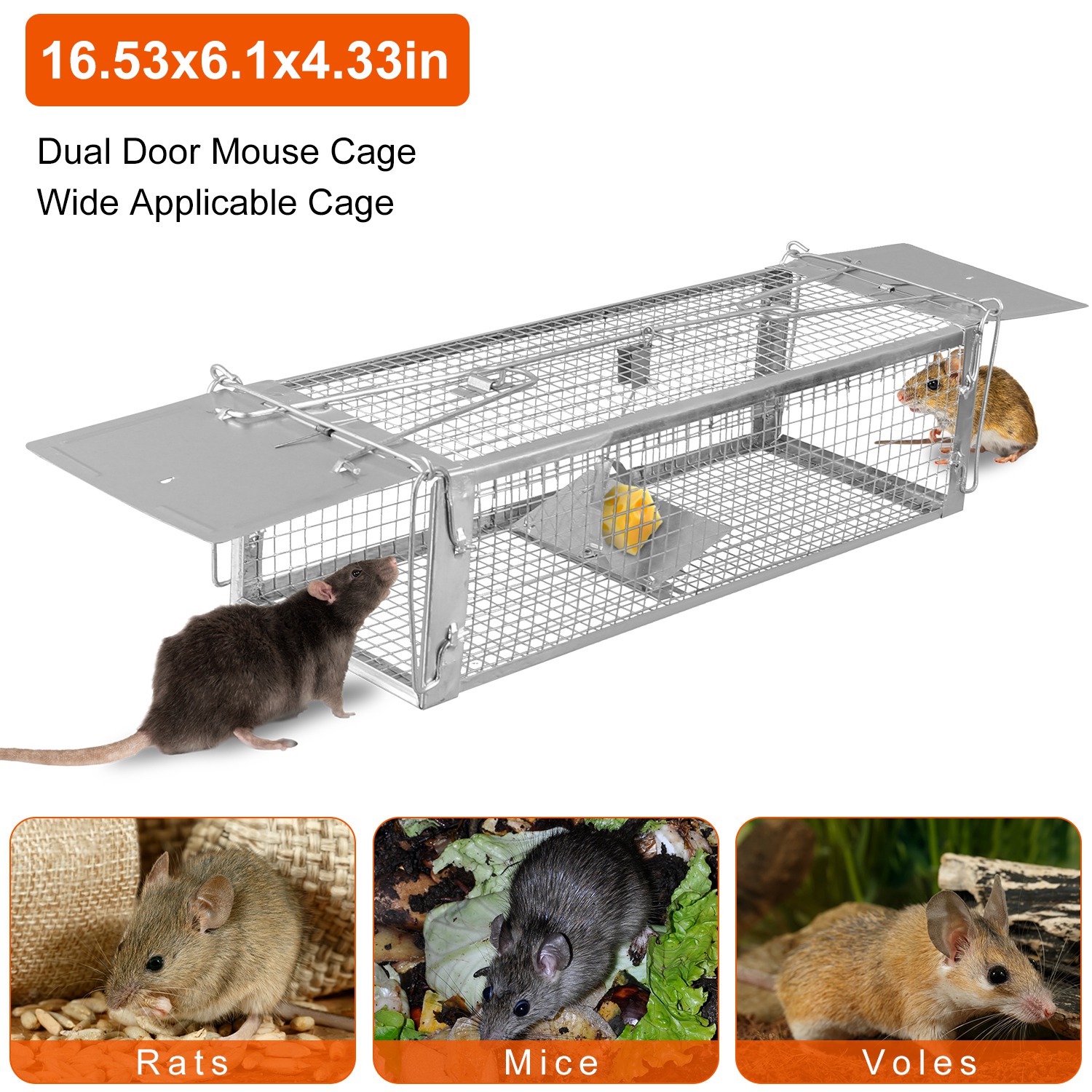 Cage de Rat con Dos Puertas Humano, Trampa para Roedores con Malla Densa y Electroplating de Zinc — imagen 9