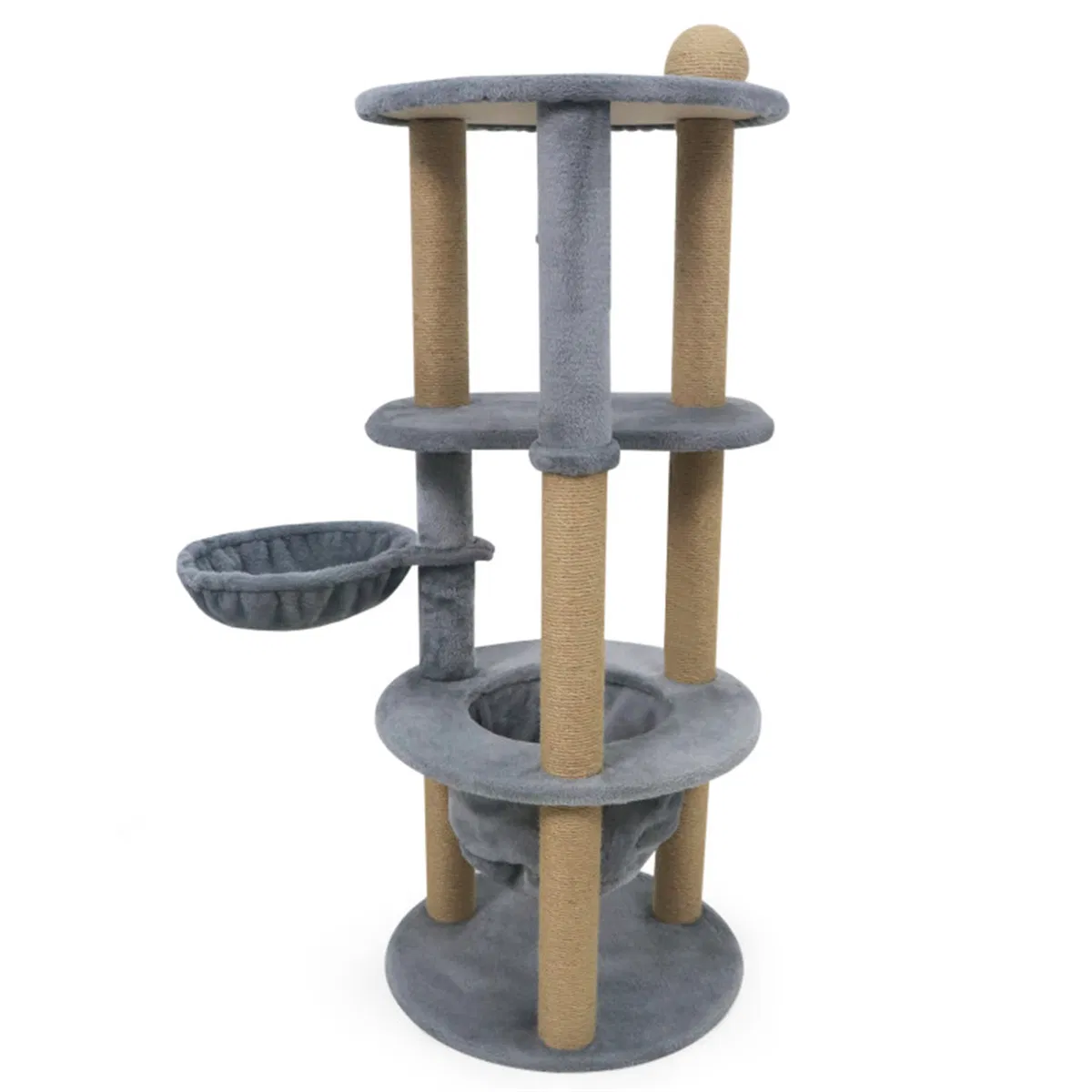 47" Cat Tower with Scratching Posts - Multi-Level Cat Tree for Relax & Play, Light Grey — image 8