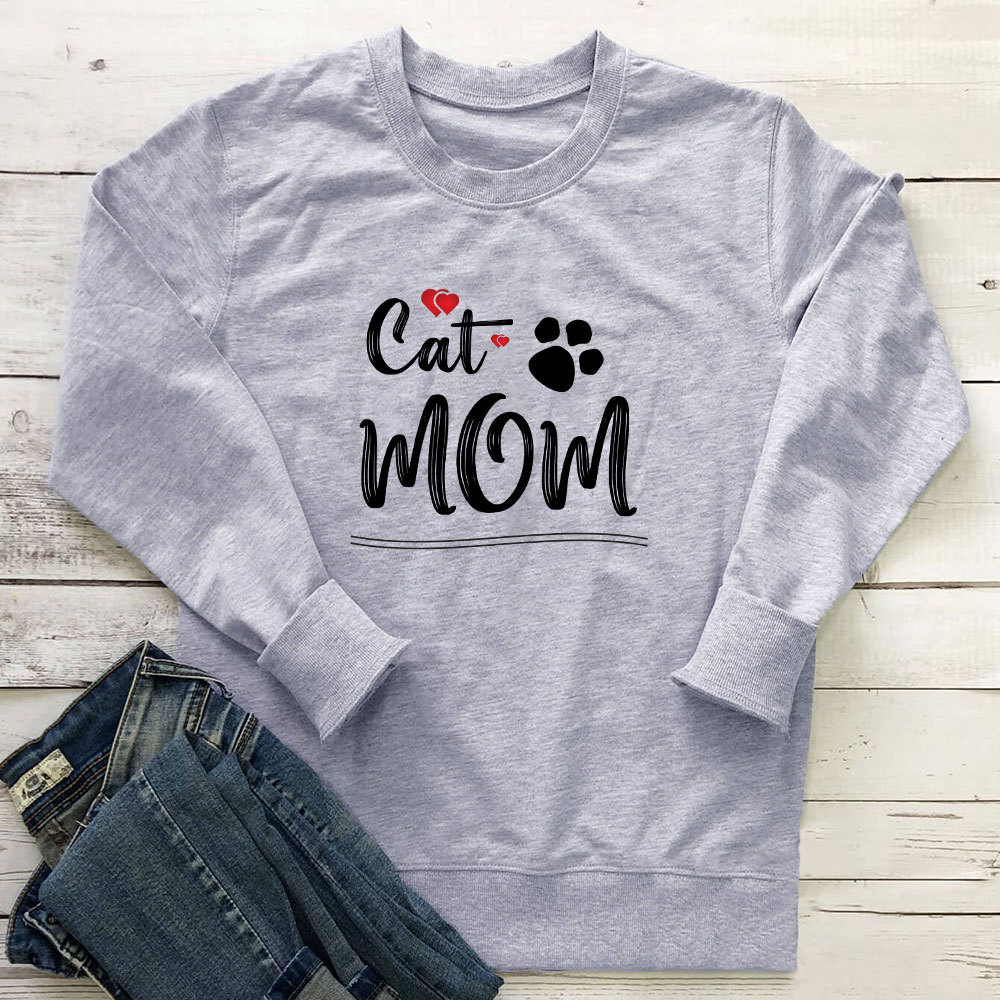 Cat Mom letter cat paw print hoodie — image 2