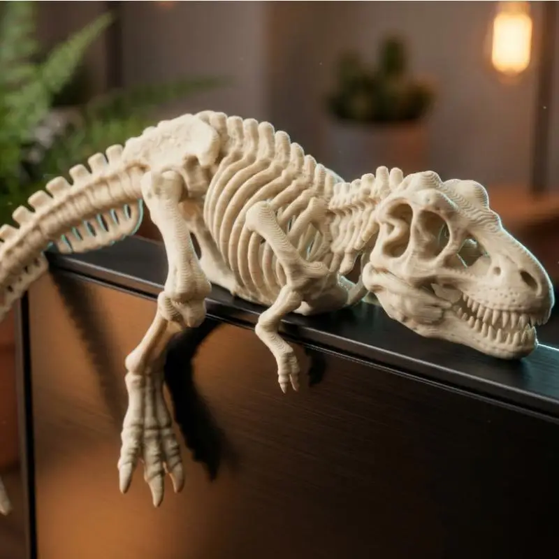 Figuras de T-Rex Relajado para Decoración de Escritorio/Monitor/Estante - Dinosaurios Mini 3D Impresos de Jura