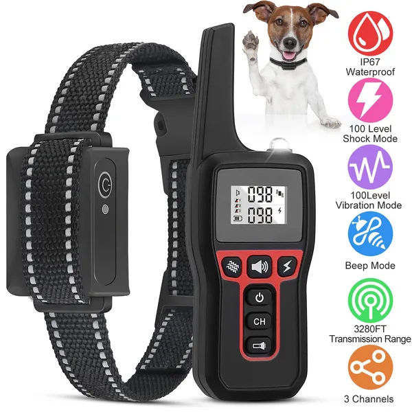 Collar de Adiestramiento para Perros IP67 Resistente al Agua Electrostático con Silbido y Vibración — imagen 1