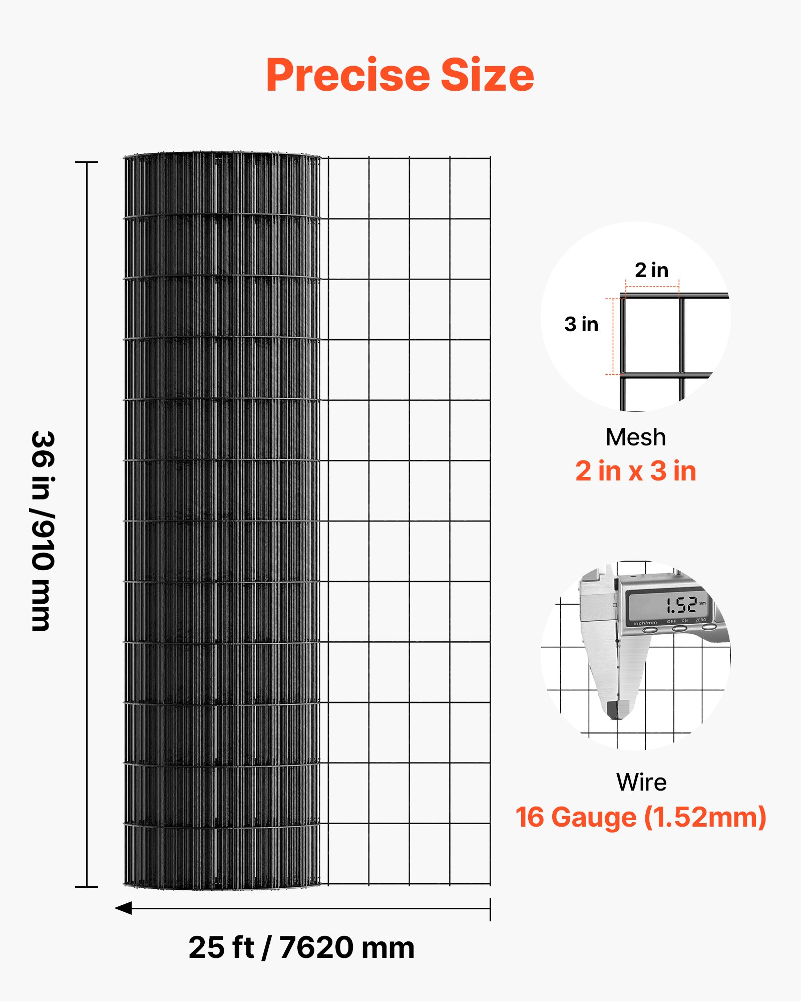 Hardware Cloth 36 In X 25 Ft, 2 X 3 In Mesh 16 Gauge Galvanized Wire Mesh Roll, Weather-Resistant Vinyl Coated Chicken Wire Fencing, Heavy Duty Welded Garden Plant Fencing For Rabbit Cage Snake — imagen 2