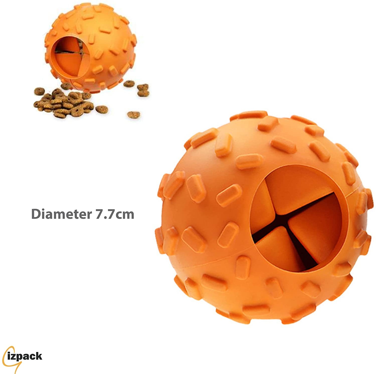 Orange-yellow Leakage Ball Puzzle Throwing Dog Bite Toy Ball Grinding Teeth Cleaning Rubber Dog Toy — image 4