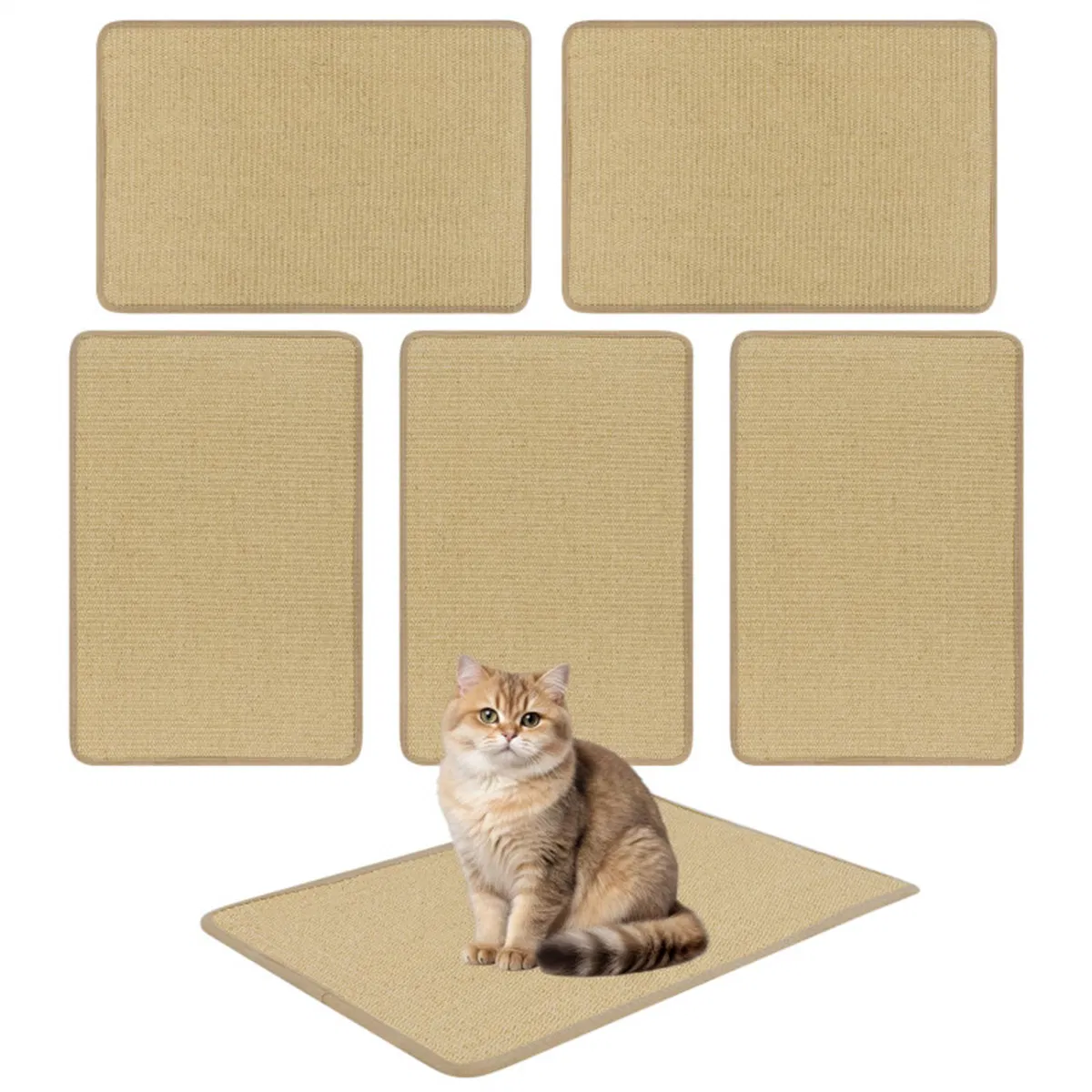 Natural 6-Piece Cat Scratching Mats, Sisal Material Anti-Slip Latex Backing Furniture Protector — image 1