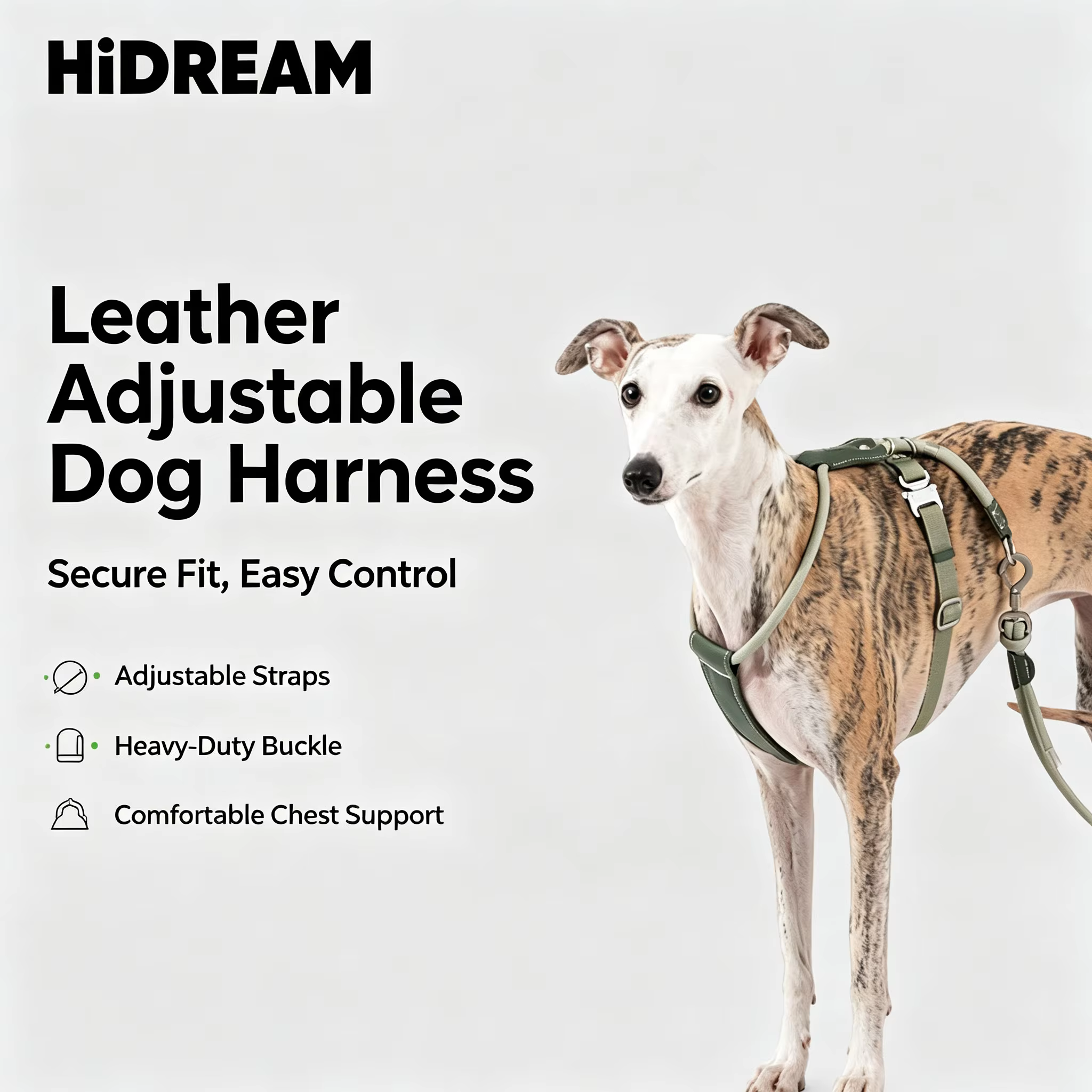 Dog Harness Leather Round Rope Escape Proof Adjustable No Pull Lightweight Metal Buckle for Small Medium Dogs — image 1