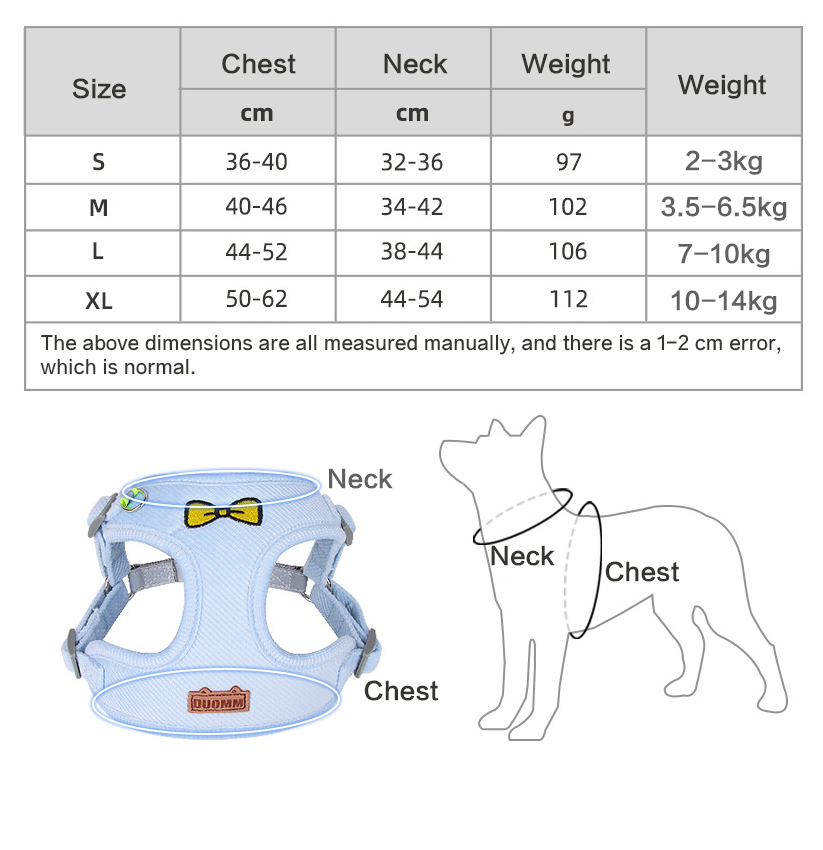 Dog Leash Embroidered Vest Puppy Strap Corduroy Pet Chest Strap Dog Leash — image 3