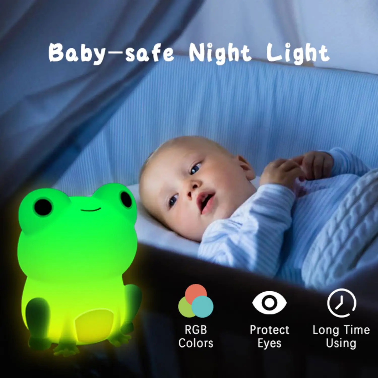 Night Lamp for Kids Frog Soft Silicone Sleeping Night Light Dimmable Timer Rechargeable Colorful Light Room Decor Children Gifts — imagen 4