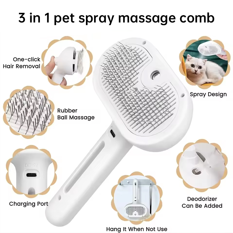 Upgraded Pet Electric Grooming Comb, Steam Hair Removal & Cleaning Set, Styling Accessories for Dogs & Cats — image 6