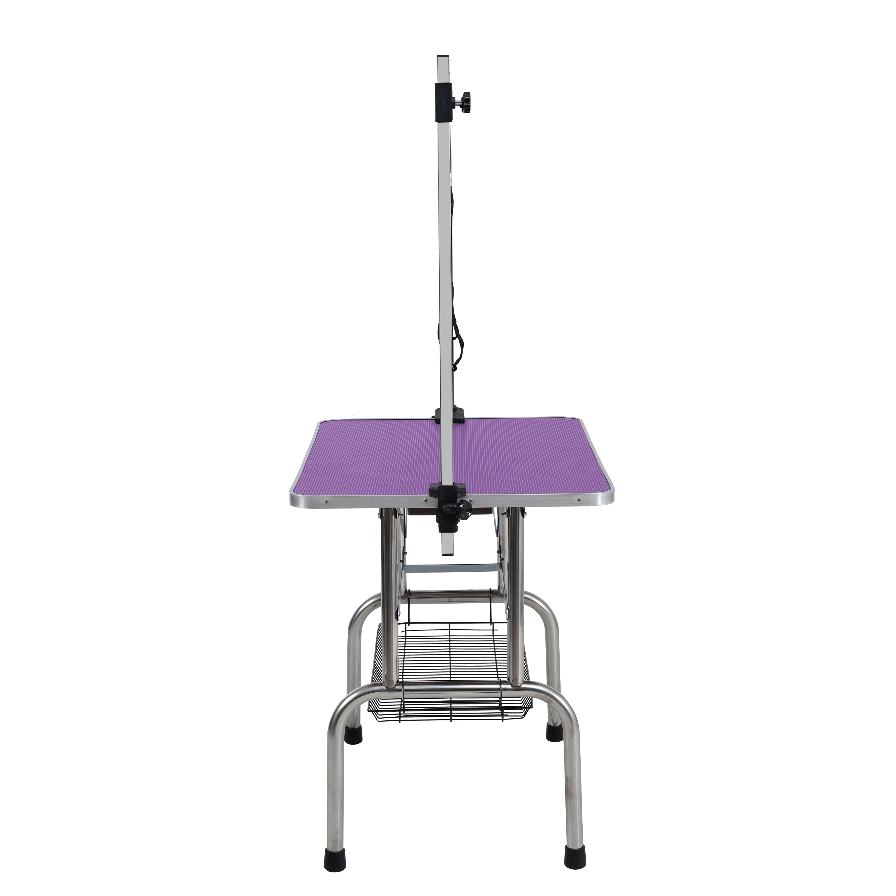Mesa de Aseo Plegable de 42" para Perros y Mascotas, Marco de Acero Inoxidable, Tapete de Goma en la Tabla, con Brazo Ajustable y Sujetadores, Mesa de Aseo para Perros y Gatos, Color Morado — imagen 2