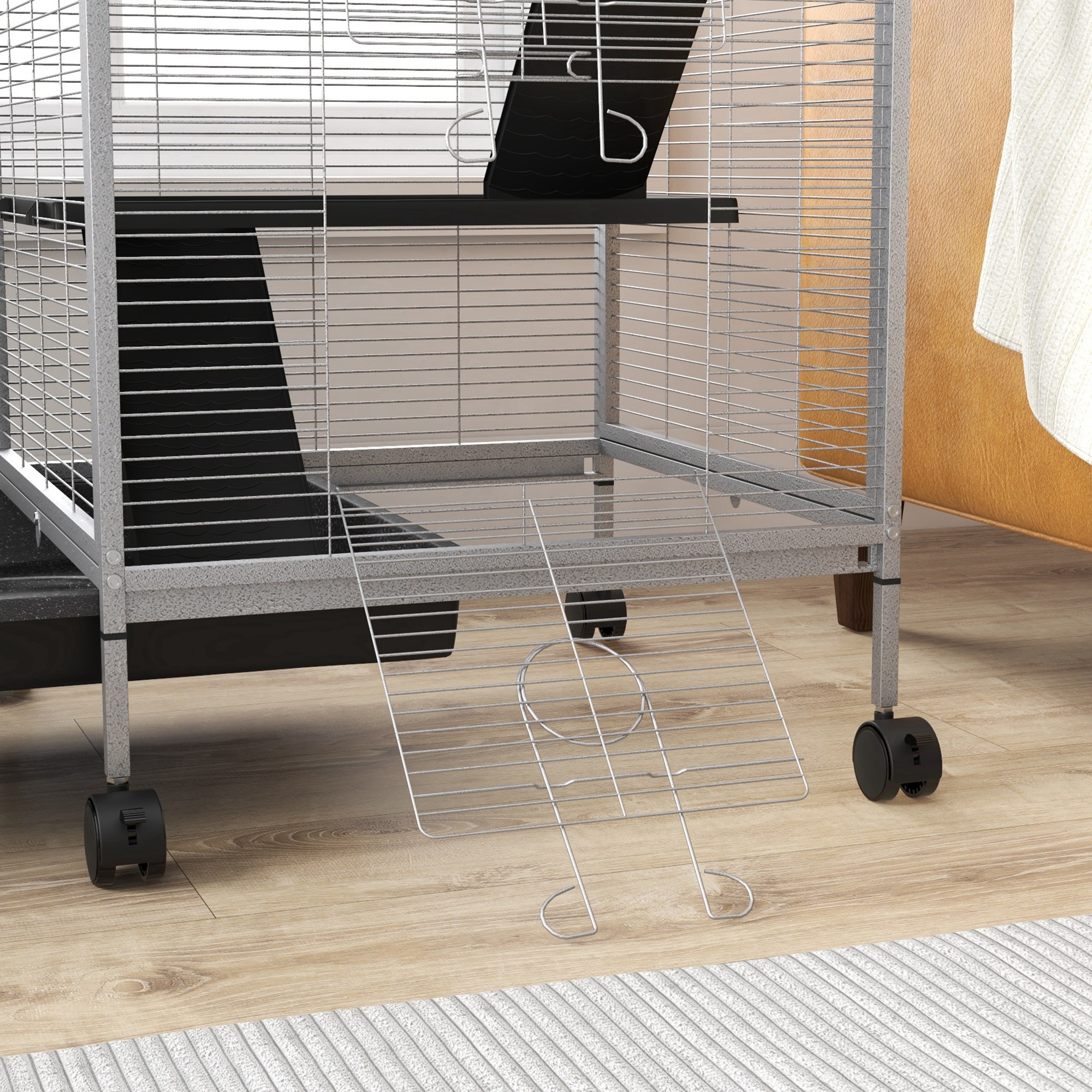 45" H Rolling Small Animal Cage with Hammock, Ferret Cage, Chinchilla Cage, Pet Habitat with 6 Doors, Removable Tray — image 6