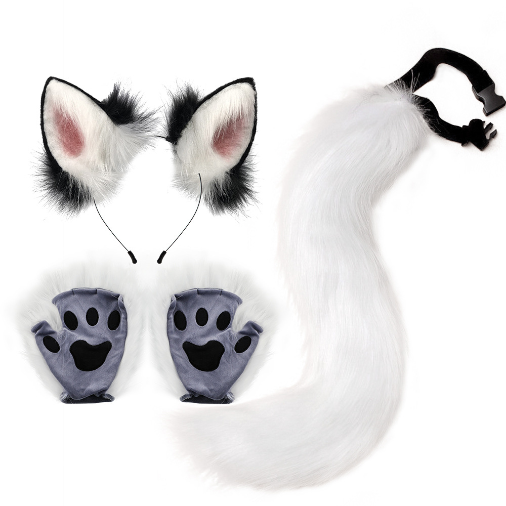 Conjunto de Disfraz para Halloween Orejas y Cola de Zorro de Peluche Falsa Accesorios de Cosplay Animales — imagen 5