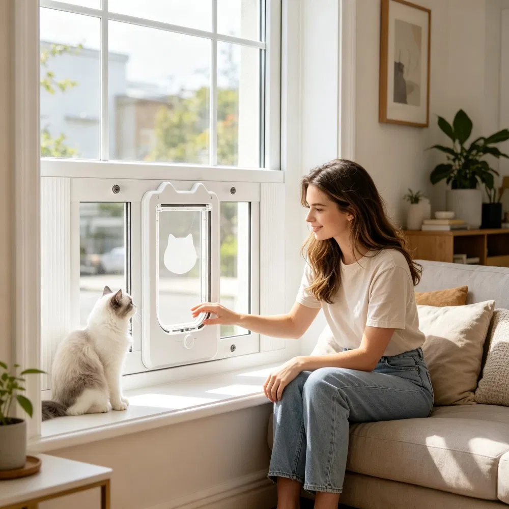Cat Door for Window with Adjustable Length for Indoor — image 1