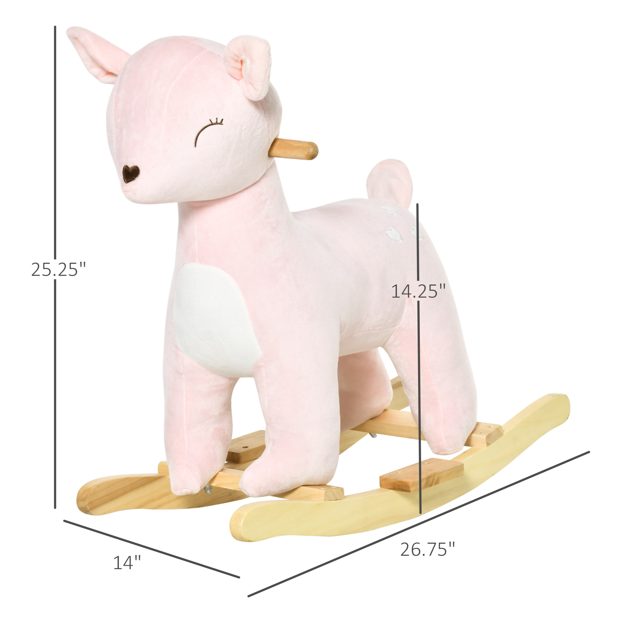Kids Plush Ride-On Rocking Horse Deer-shaped Plush Toy Rocker With Realistic Sounds For Child 36-72 Months Pink — imagen 3