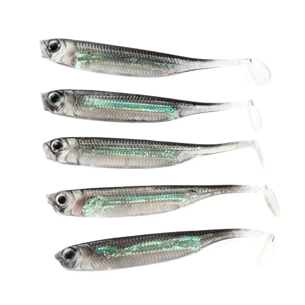 5Pcs/lote Carnada Suave de Pesca 7CM 7.5CM 1.7G 2.3G 2.7G Cola en T, Señuelos de Pesca Color Arcoíris con Lentejuelas, Cebo Giratorio Tipo Spinner — imagen 1