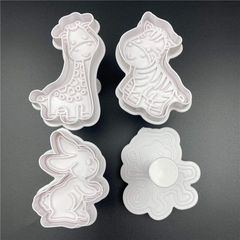 4Pcs/Set Rabbit Monkey Plastic Biscuit Mold DIY Kitchen Cake Decorating Tools Cookie Cutter Stamp Fondant Embosser Die — image 4