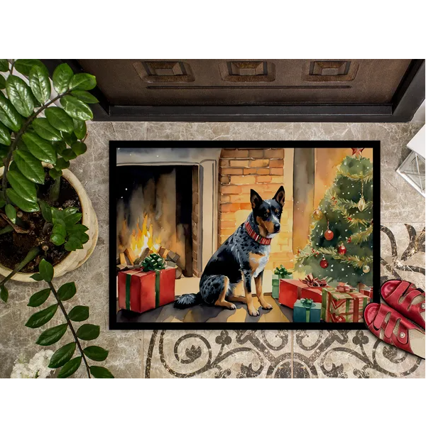 Tapete Navideño Acogedor de Australian Cattle Dog, Alfombra de Entrada para Interior y Exterior, Antideslizante, Lavable, Pelo Bajo, 24 x 36 pulg. — imagen 1