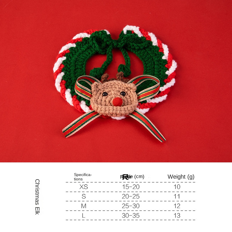 Christmas pet collars decorations handmade knitted cat collars scarves pet supplies — image 5