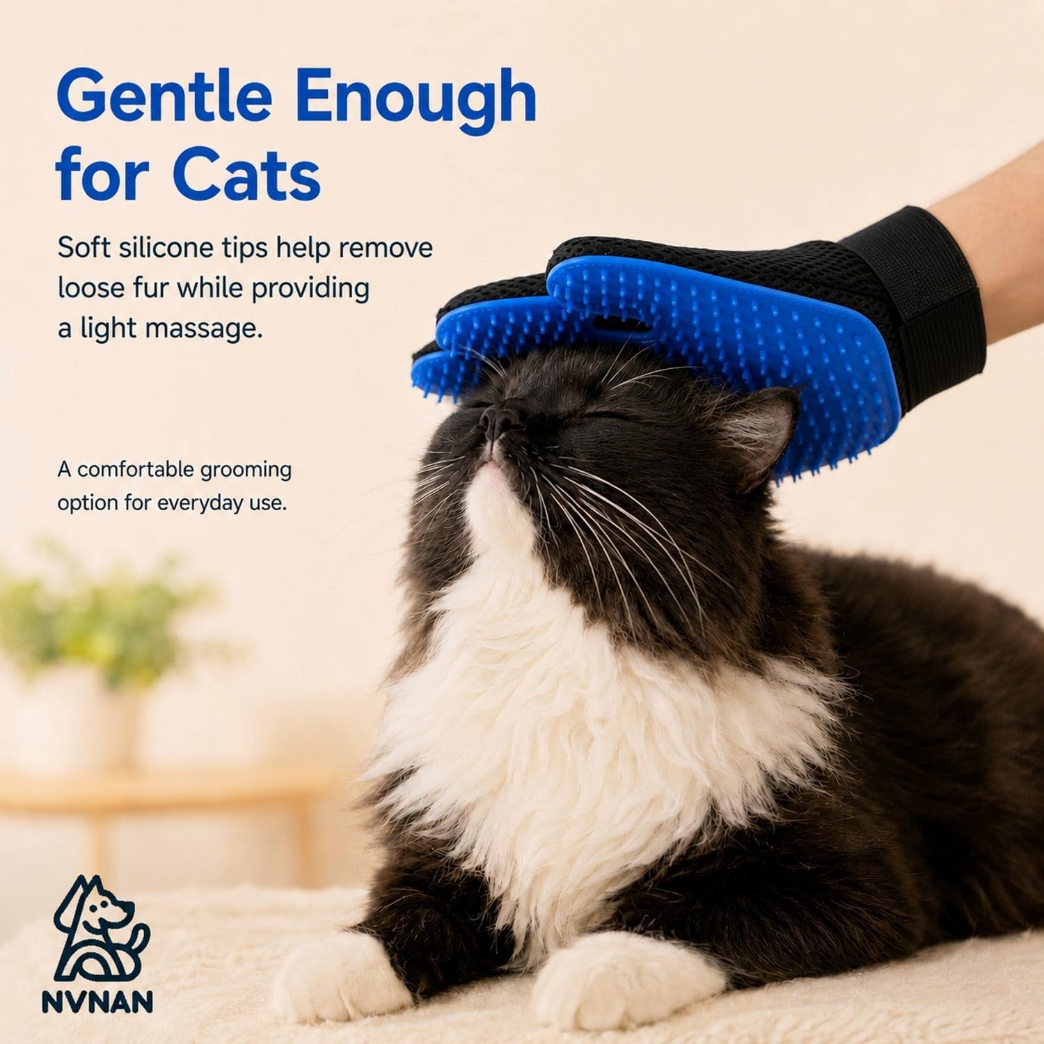 Pet Hair Removal Gloves 2 Pack, Blue Grooming Gloves For Dogs And Cats, Deshedding And Massage Gloves For Loose Fur — image 4
