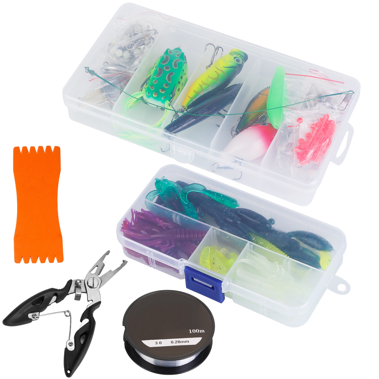 Kit de Pesca con 383 Piezas de Señuelos en Caja de Aparejos, Señuelos Animados para Róbalo, Crankbaits, Spinnerbaits, Gusanos de Plástico Blando, para Agua Salada y Dulce — imagen 2