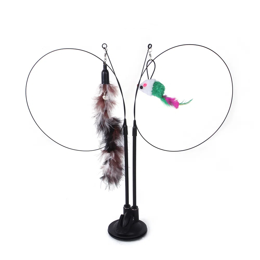 Palito de juguete para gatos con sujeción por cable de acero, intercambiable y con varias cabezas — imagen 2