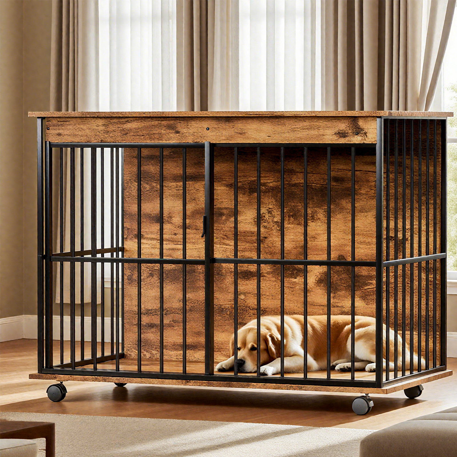 Dog Crate Furniture, Large Dog Cage Furniture With Tray For Medium Large Dogs, Wooden Dog Kennel Furniture — image 1