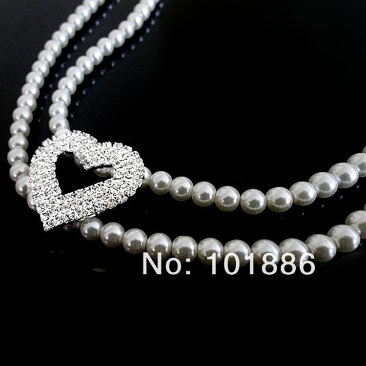 New Pet Collar Rhinestone Heart Pearl Jewelry Cat Dog Necklace — image 2