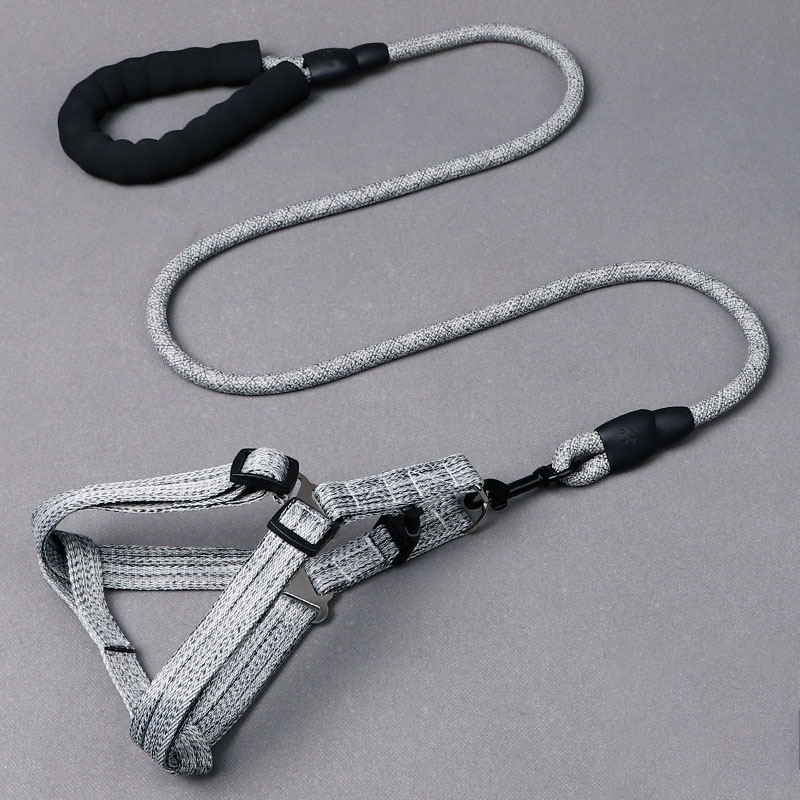 Adjustable Explosion-Proof Chest Strap Dog Leash Plain Linen Round Rope Pet Leash — image 5