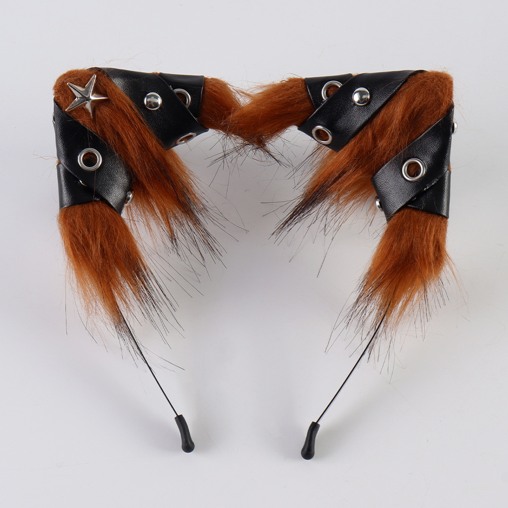 Auriculares de Orejas de Animal Punk Estilo de Cuero para Fiesta de Halloween — imagen 6