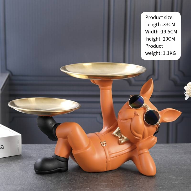 Creative Wealth Dog Ornament Entrance Key Storage Tray Desktop Candy Plate Home Decoration — image 9