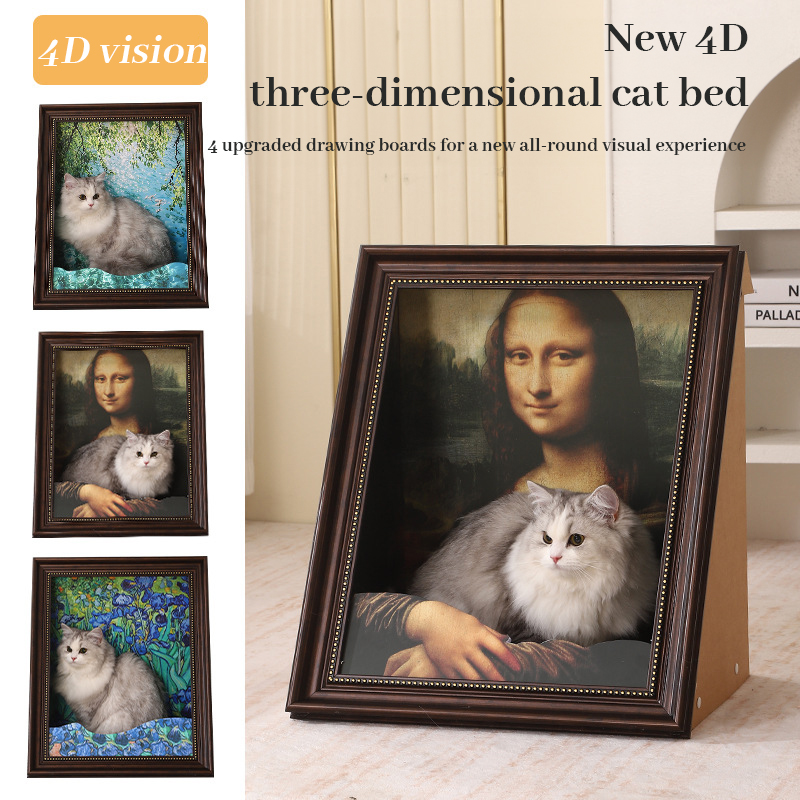 Rascador para Gatos Mona Lisa en 3D con Marco de Pintura al Óleo Removible — imagen 3