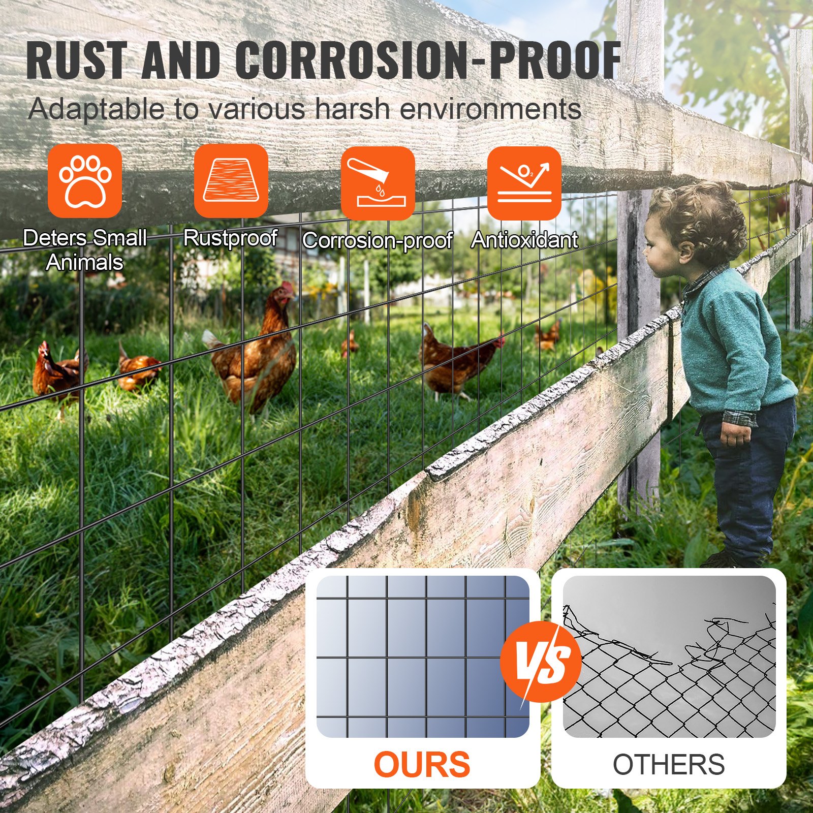 Hardware Cloth, 48'' X 50' Galvanized Wire Mesh Roll, 16 Gauge Chicken Wire Fence Roll, Vinyl Coating Metal Wire Mesh For Chicken Coop Barrier, Rabbit Snake Fences, Poultry Enclosures — imagen 4