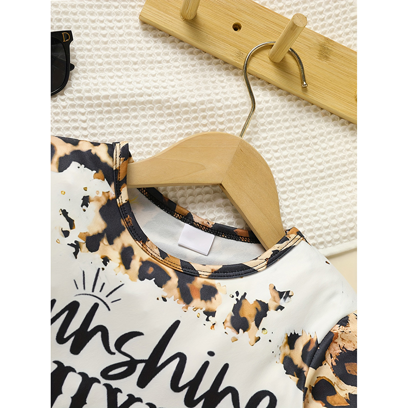 Toddler Girls Fall Winter Outfits Leopard Letter Print Crewneck Long Sleeve Sweatshirt Top & Sweatpant 2 Piece Clothing Set — image 6