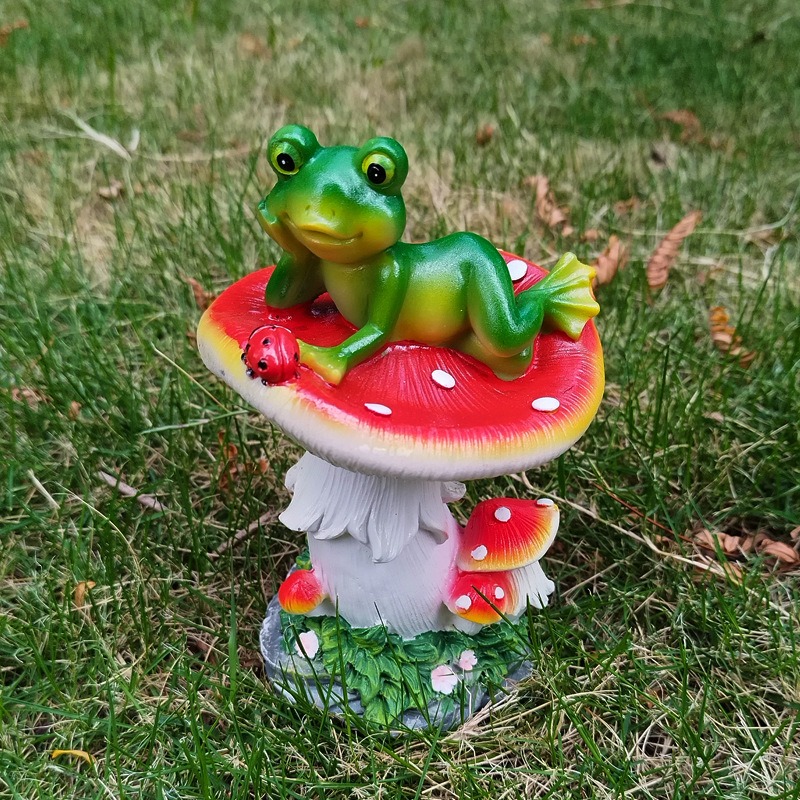Frog and Mushroom Courtyard Balcony Bonsai Decoration — imagen 7