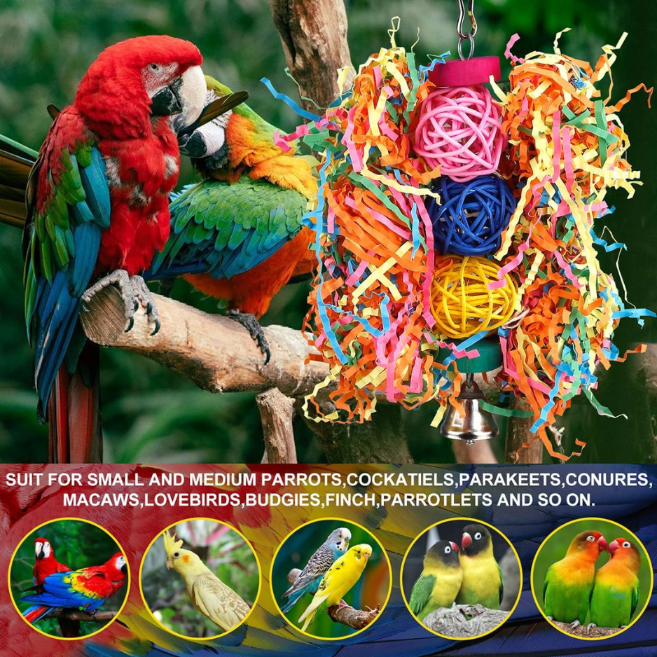 Bird Rope Perch Toy With Bell, Colorful Chew & Foraging Toy For Parrots — image 3