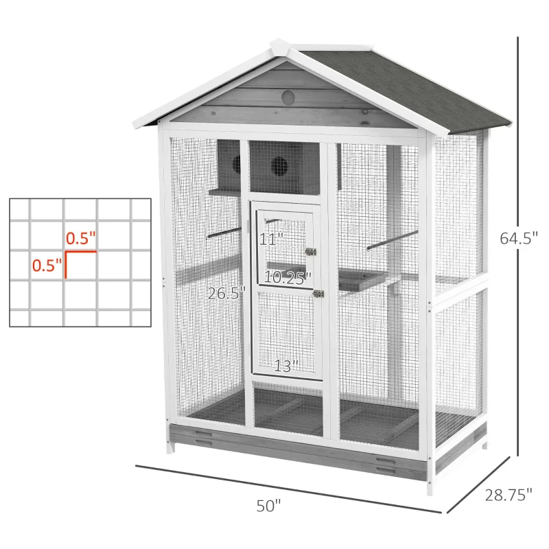 Wooden Bird Cage Aviary, Flight Cage With 4 Perches, Nest And Slide-Out Tray For Indoor Outdoor, GrayMultiple Packages Shipped. Please Pay Attention To The Dimensions And Weight In The Details — image 1