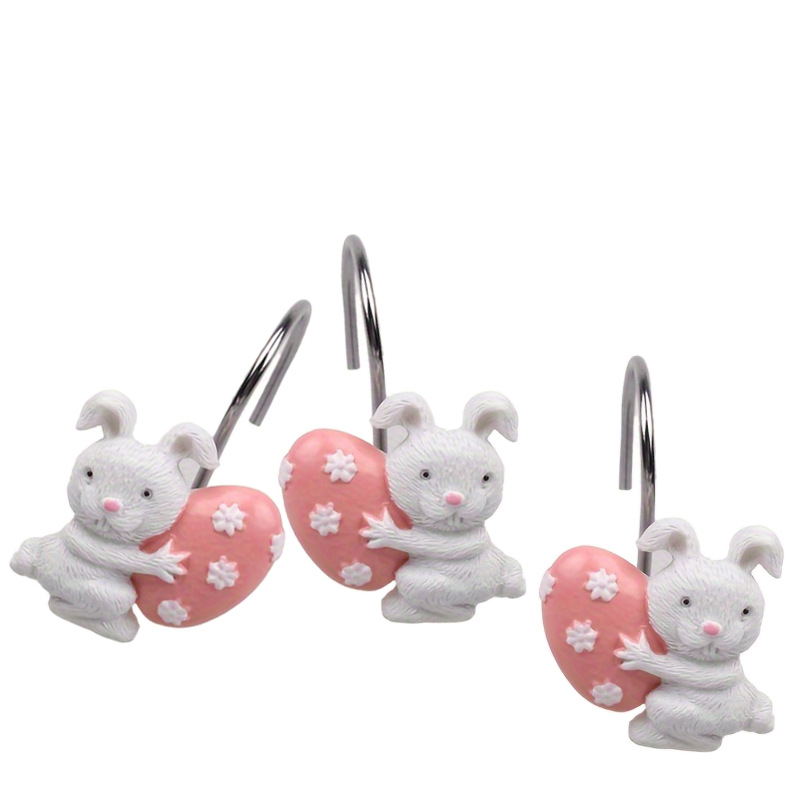 Easter Hand-Painted Resin Cute Egg & amp; Rabbit Bath & amp; Window Curtain Hook Rings — image 4