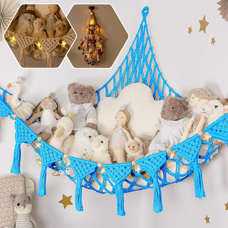 Space-Saving Toy Hammock, Decorative Woven Net to Organize Giant Stuffed Animals in Bedroom — image 2