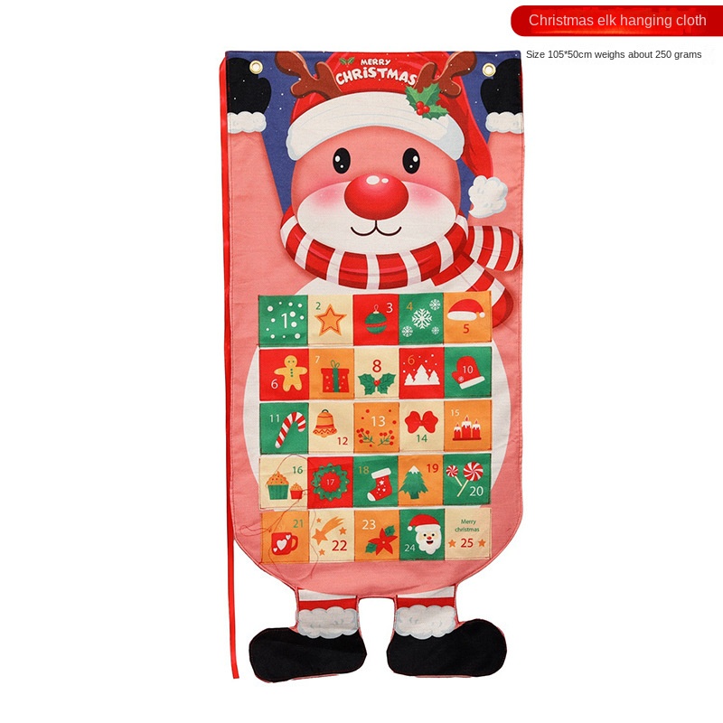 Christmas Printed Santa Claus Reindeer Decorative Hanging Cloth Window Display Scene Decoration — image 8