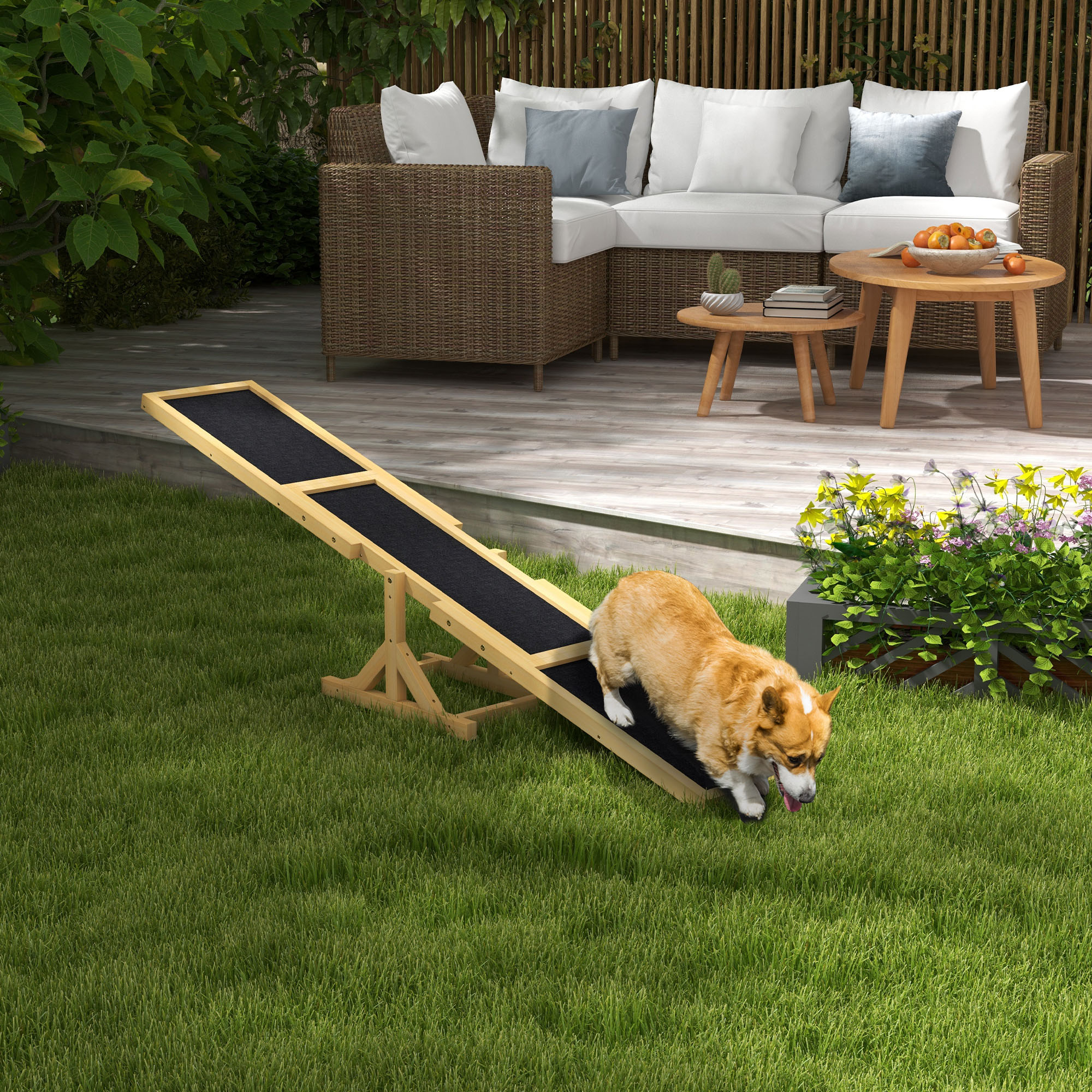 Plataforma de Gimnasia Canina en Madera con Vuelo, Amarillo — imagen 1