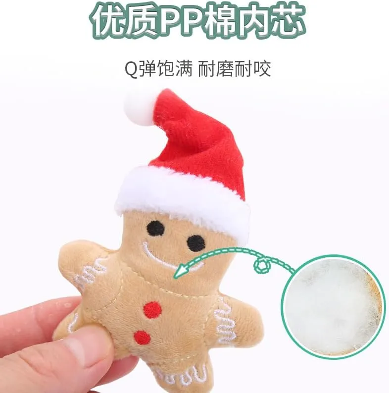 4 Packs Catnip Toys Interactive Toy Costume Plush Christmas Gingerbread Man Cat Toys — image 5