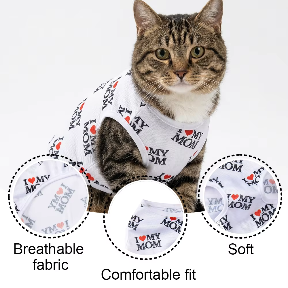 Soft Pet Cat Clothes For Summer Breathable Pets Shirt Vest Lightweight Cute Letter Print Kitty Pullover For Cats Puppy Outfits — image 2
