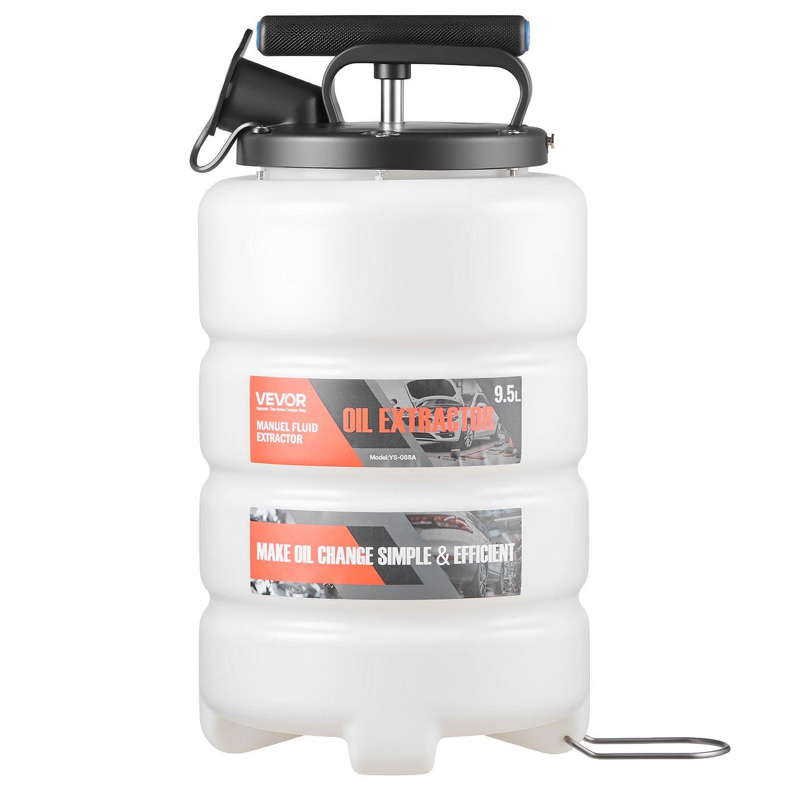 Fluid Extractor, 9.5 L Capacity, Manual Vacuum Oil Extractor Pump With 59 In Long Horse & Three 47 In Extension Tubes, Oil Change Pump With HDPE Tank For Cars, Lawn Mowers, Boats, Motorcycles — image 1