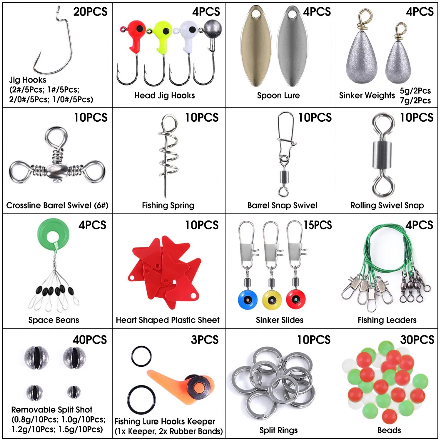 188PCS Fishing Accessory Kit - Includes Hooks, Sinker Weights, Lures, Swivels & More, Premium Corrosion-Resistant Material with Tackle Box for Easy Storage & Carry, Ideal Gift for Fishermen — image 4