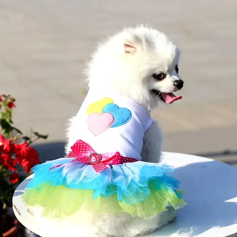 Spring Dog Lace Dress Pet Dog Clothes For Small Dog Party Birthday Wedding Dress Puppy Costume Pet Clothes — image 3